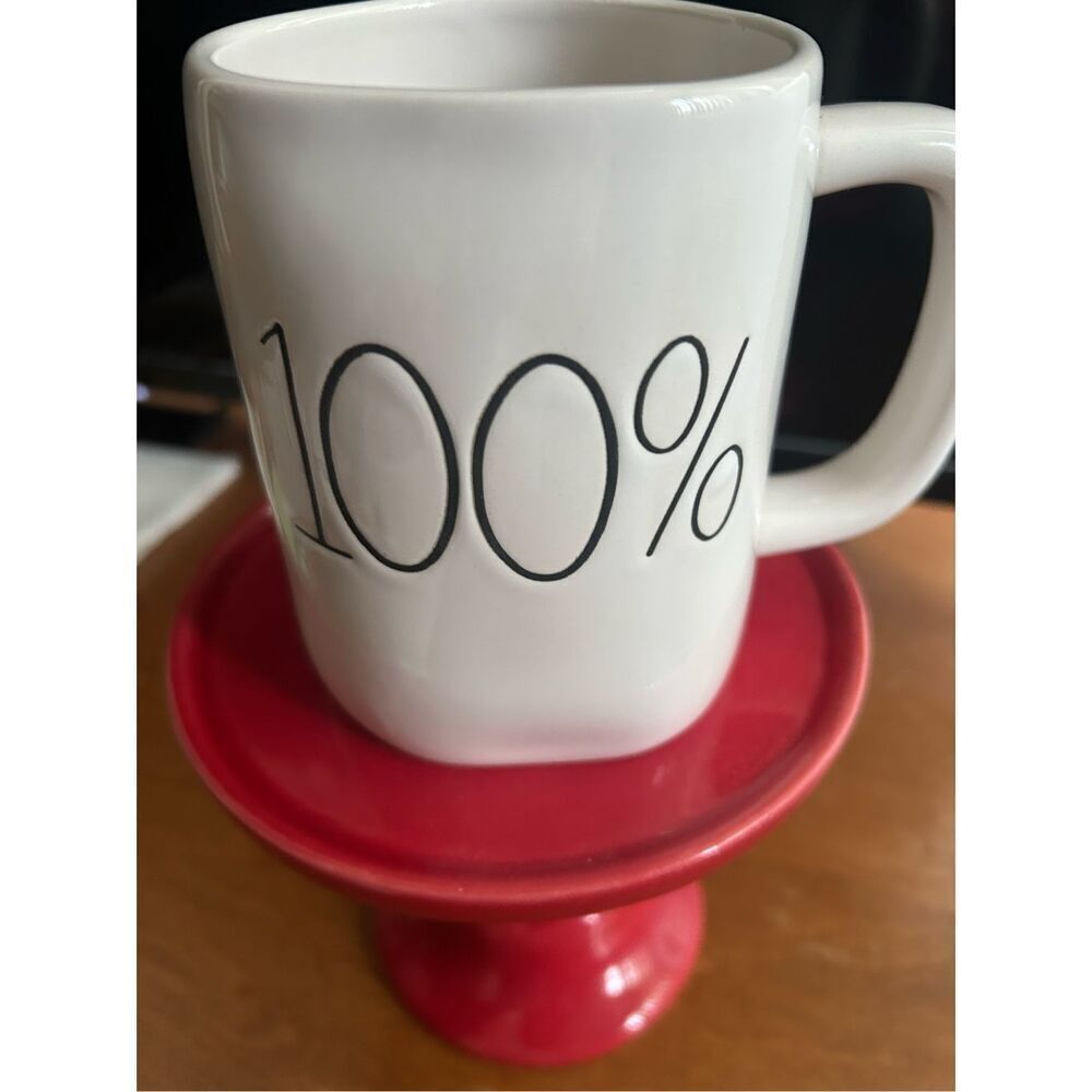 Rae Dunn "100%" White Mug Collection